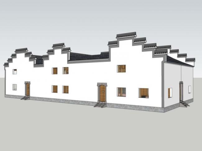 Sketchup古建筑模型|多层祠堂，中式风格，古建