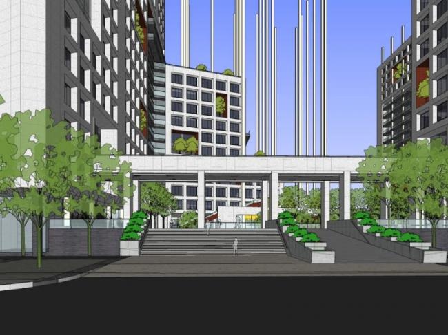 Sketchup办公模型|多高层办公楼，现代风格