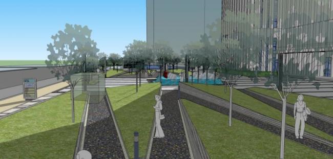 Sketchup景观模型|办公景观，现代风格