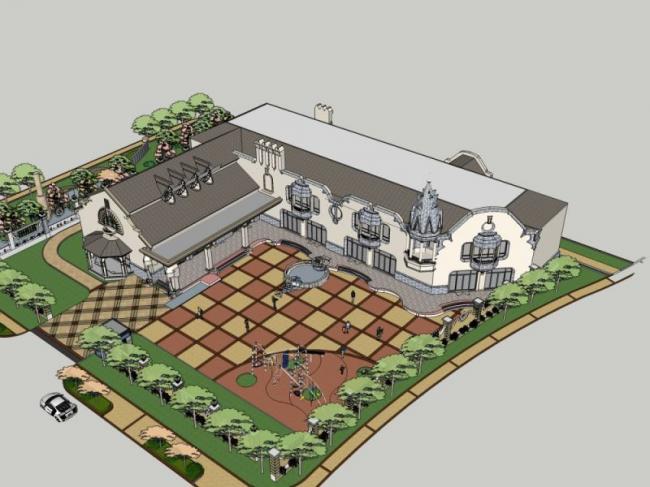 Sketchup学校模型|多层幼儿园，校园教育建筑，古典风格