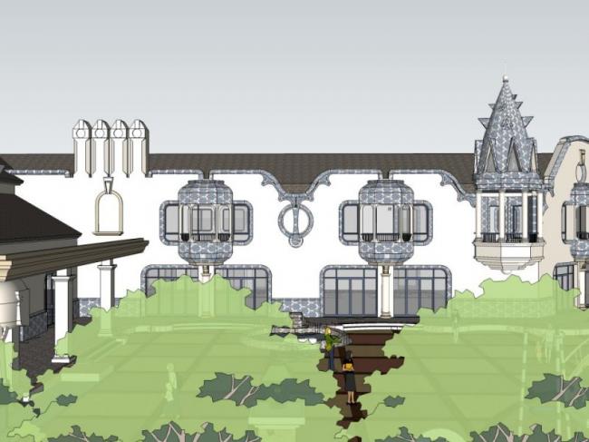 Sketchup学校模型|多层幼儿园，校园教育建筑，古典风格