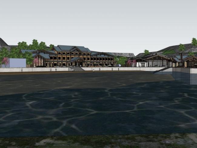 Sketchup商业模型|餐厅，现代中式风格