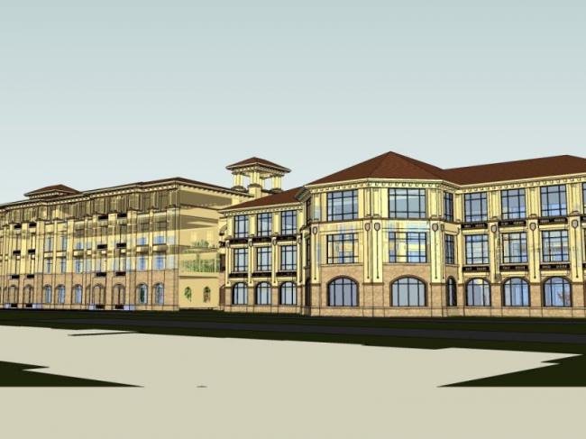 Sketchup学校模型|多层学校，校园教育建筑，古典风格