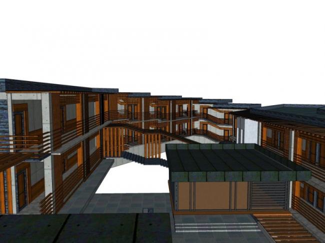 Sketchup酒店模型|多层旅馆，现代风格