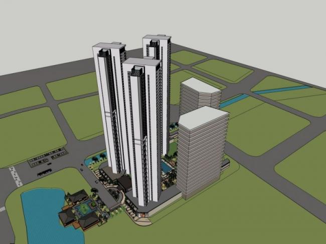 Sketchup住宅模型|超高层住宅，现代风格