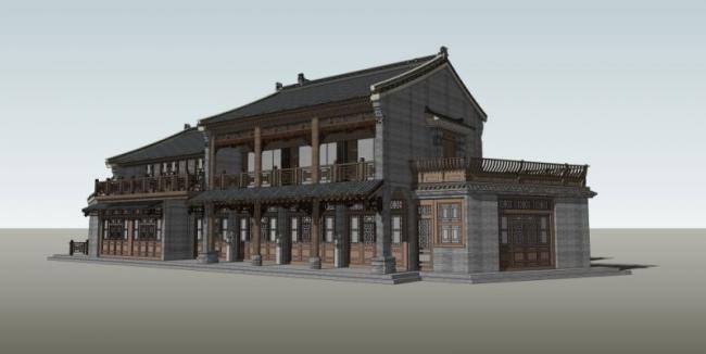 Sketchup住宅模型|晋派住宅，中式风格