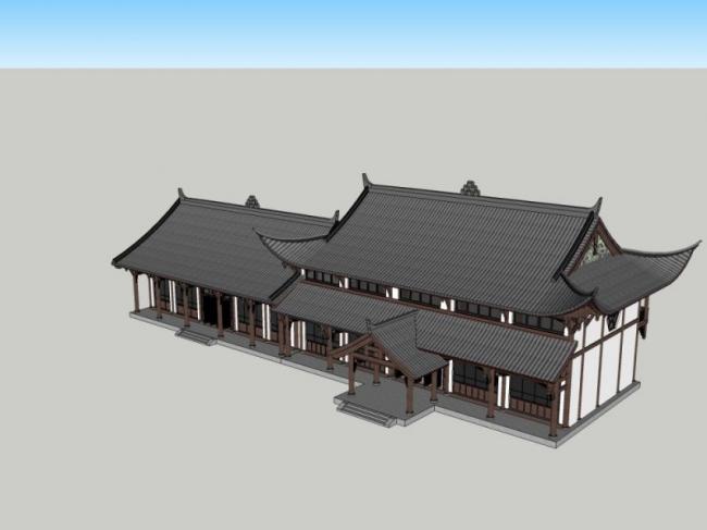 Sketchup古建筑模型|多层古民居，古建，中式风格