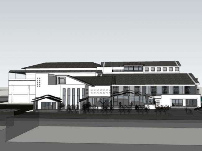 Sketchup酒店模型|多层酒店，现代中式风格