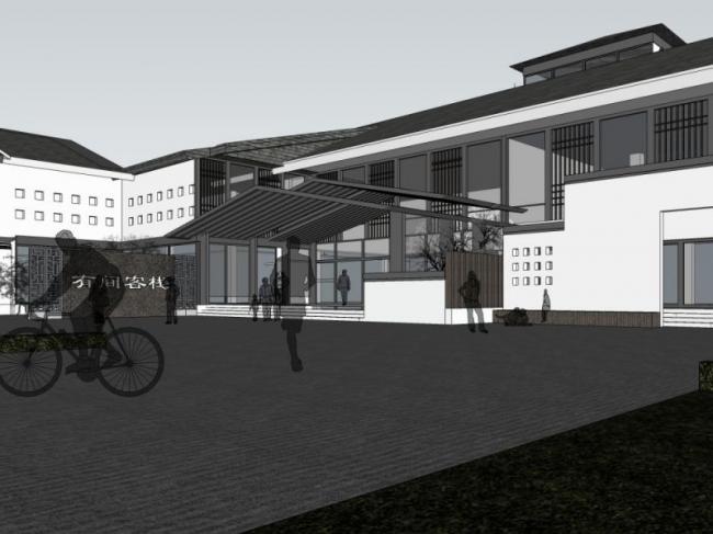 Sketchup酒店模型|多层酒店，现代中式风格