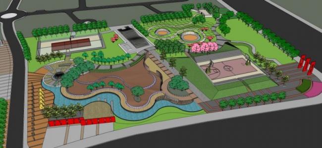 Sketchup景观模型|公园景观，现代风格