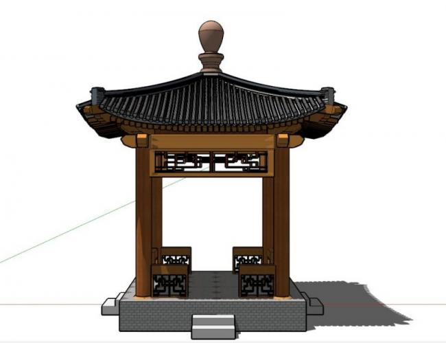 Sketchup小品模型|四角亭，中式风格，小品
