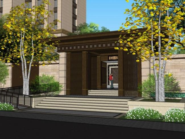 Sketchup景观模型|住宅景观，小区景观，现代风格