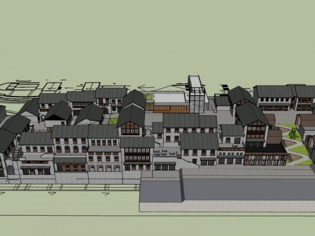 Sketchup商业模型|多层会所，现代中式风格