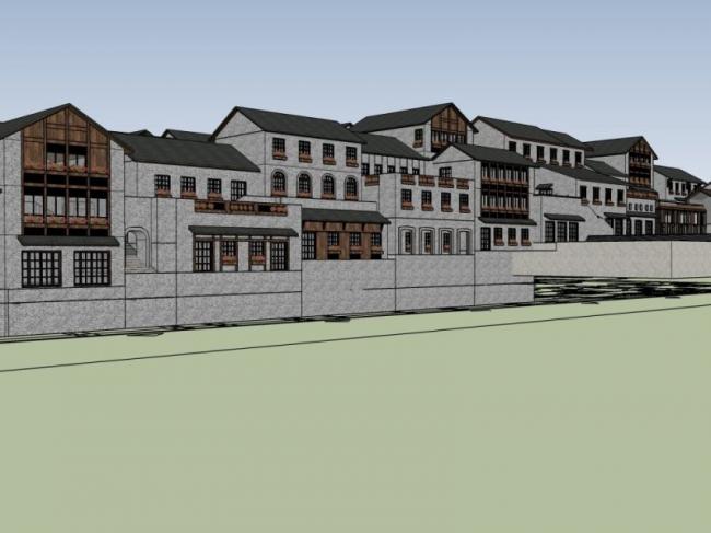 Sketchup商业模型|多层会所，现代中式风格