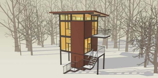 Sketchup景观模型|景观台，现代风格