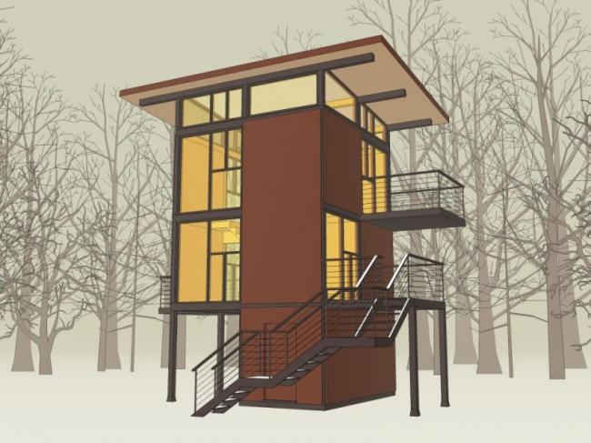 Sketchup景观模型|景观台，现代风格