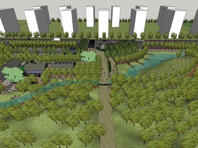 Sketchup景观模型|公园景观，现代风格