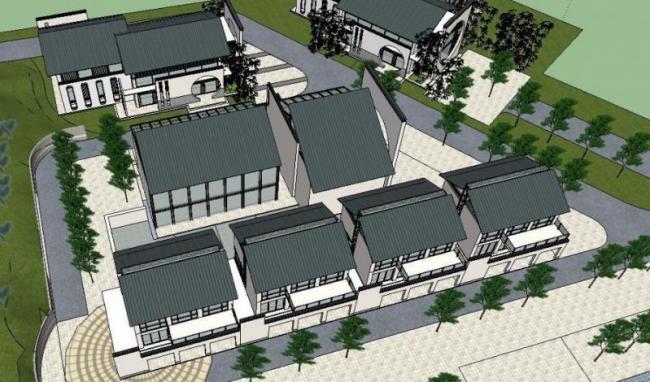 Sketchup办公模型|公园配套，中式风格，中式公园配套服务区模型