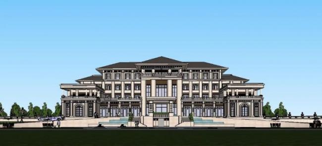 Sketchup商业模型|多层会所，欧式风格