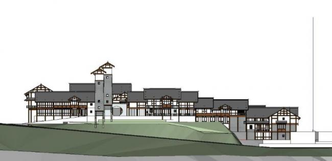 Sketchup商业模型|商业街，现代中式风格