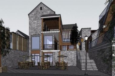 Sketchup商业模型|商业街，现代中式风格-BIM建筑网