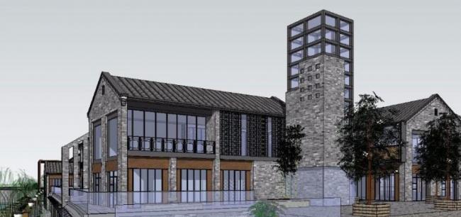 Sketchup商业模型|商业街，现代中式风格