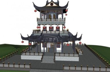 Sketchup古建筑模型|多层楼阁，中式风格，古建-BIM建筑网