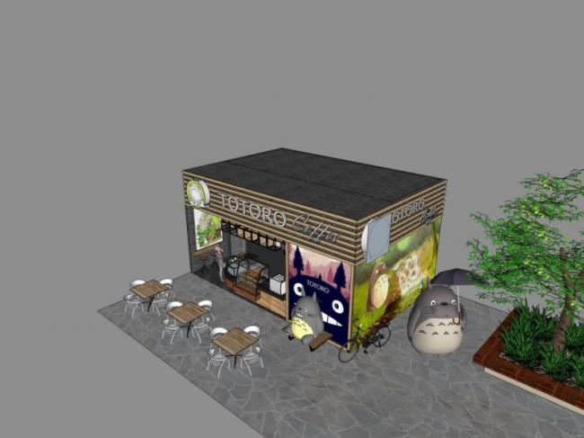 Sketchup商业模型|低层商店，现代风格