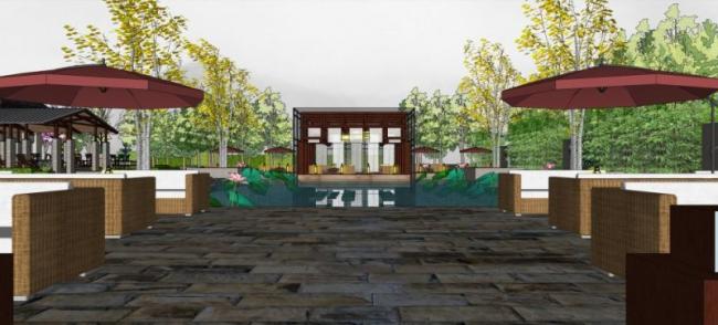 Sketchup商业模型|多层会所，现代中式风格