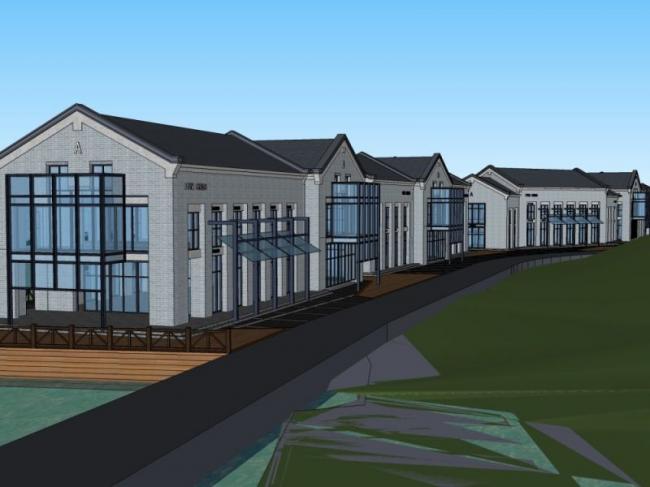 Sketchup商业模型|商业街，现代中式风格