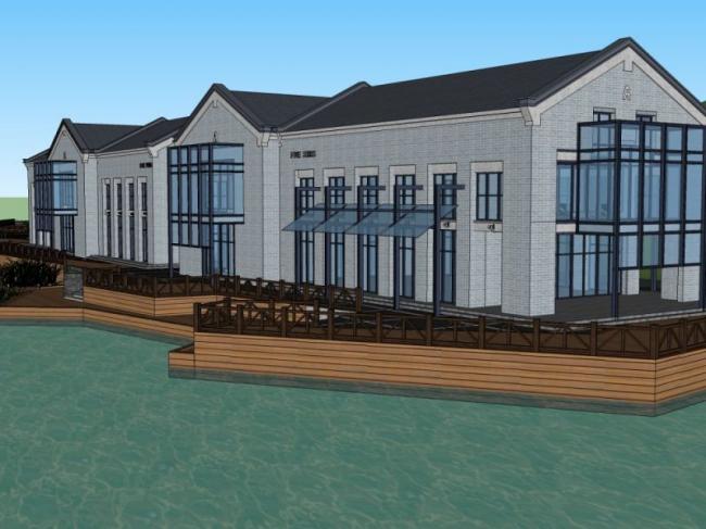 Sketchup商业模型|商业街，现代中式风格