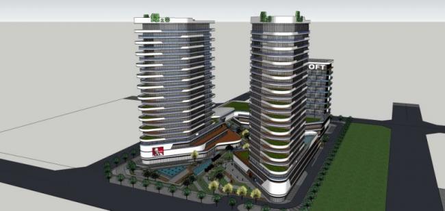 Sketchup综合体模型|高层商业综合体，现代风格