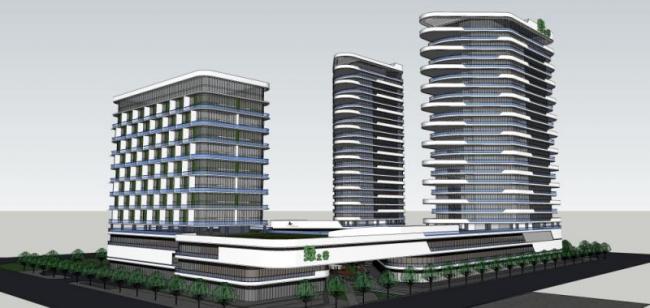 Sketchup综合体模型|高层商业综合体，现代风格