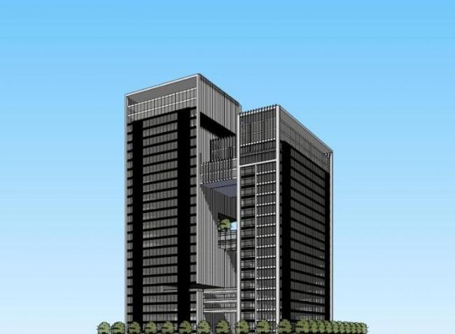 Sketchup办公模型|高层办公楼，现代风格