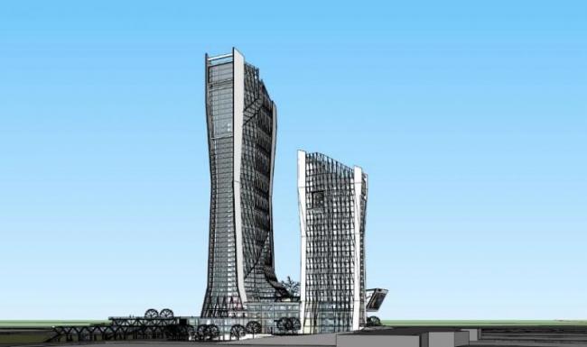 Sketchup办公模型|超高层办公楼，现代风格