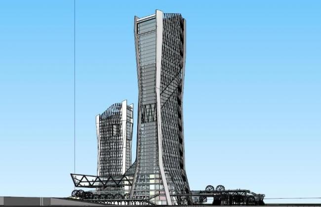 Sketchup办公模型|超高层办公楼，现代风格