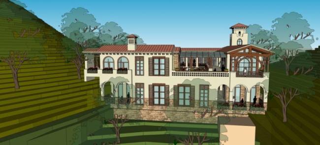 Sketchup商业模型|多层会所，山地会所，古典风格