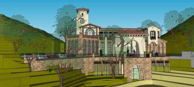 Sketchup商业模型|多层会所，山地会所，古典风格