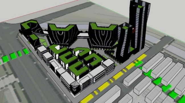 Sketchup办公模型|多高层办公楼，现代风格