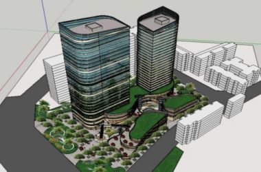 Sketchup办公模型|高层办公楼，底层商业，现代风格-BIM建筑网