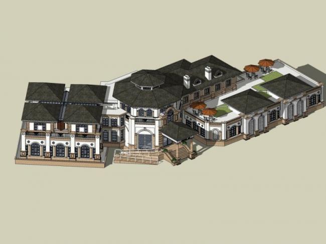 Sketchup商业模型|多层会所，古典风格