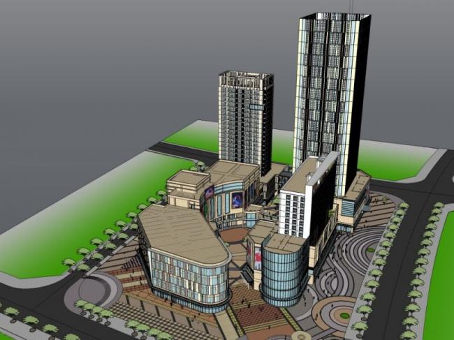 Sketchup商业模型|多层商业中心，现代风格