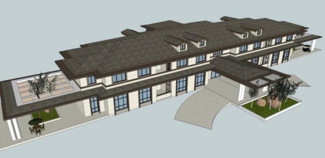 Sketchup商业模型|低层会所，现代风格