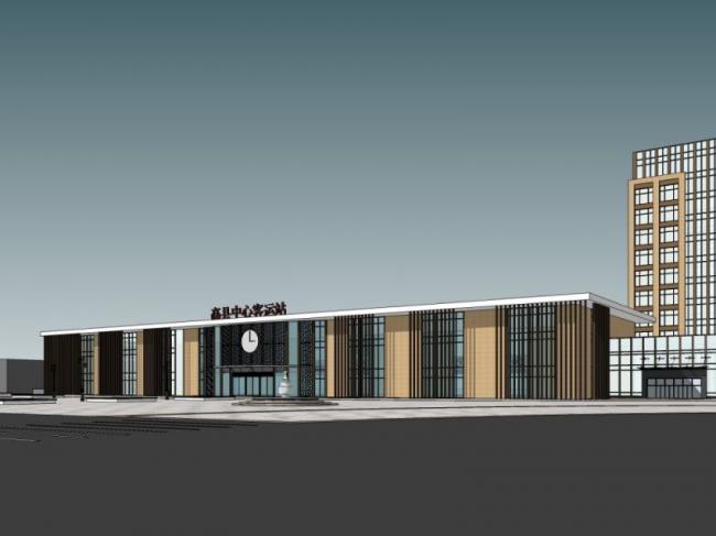 Sketchup车站路桥|多层汽车站，现代风格