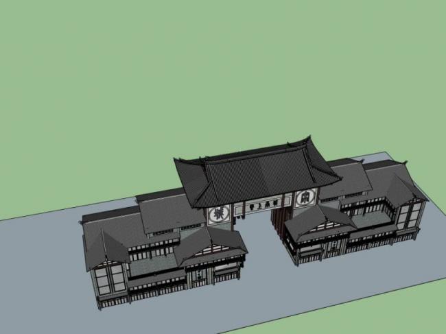 Sketchup商业模型|多层商业街，中式风格