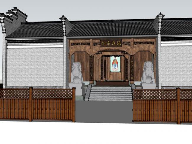 Sketchup古建筑模型|多层祠堂，古建筑，中式风格