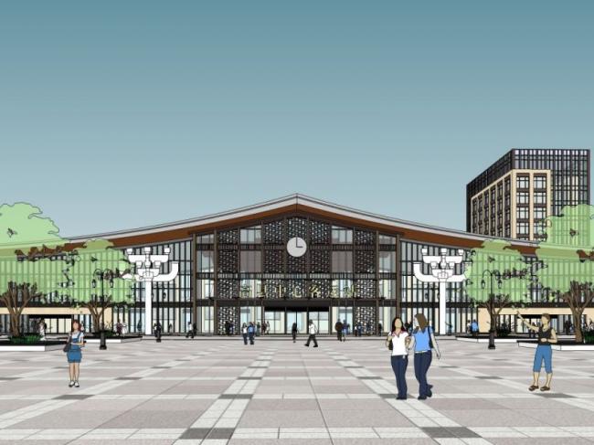 Sketchup车站路桥|多层汽车站，现代风格