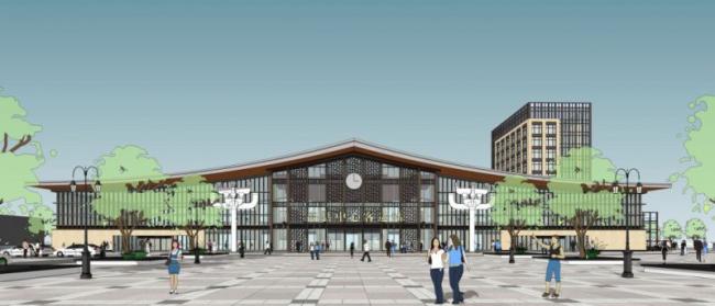 Sketchup车站路桥|多层汽车站，现代风格