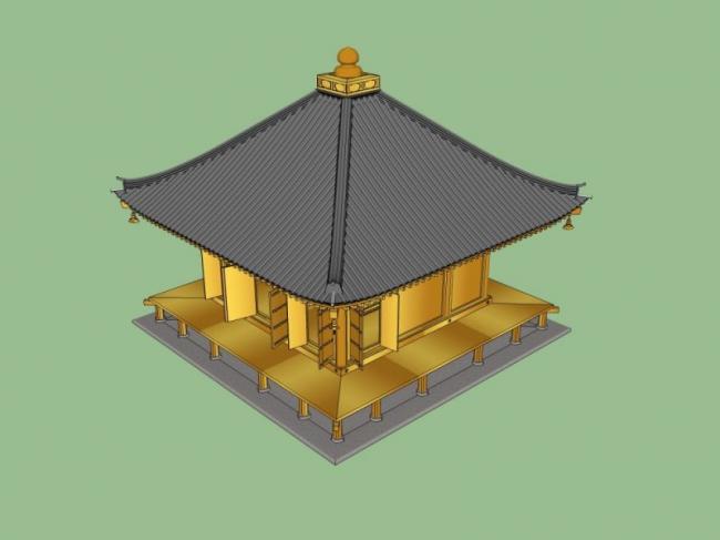 Sketchup古建筑模型|多层寺庙，古寺古庙，中式风格，古建