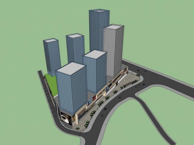 Sketchup综合体模型|超高层商业中心，现代风格